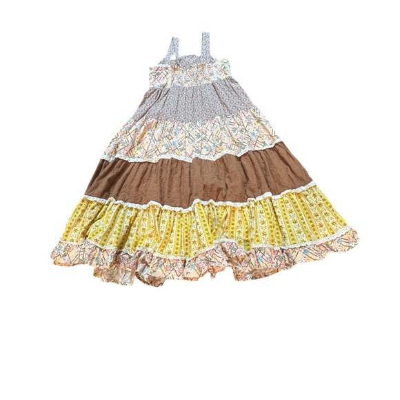 Matilda Jane Girls Patchwork Tiered Crochet Strappy Maxi Dress Size 6 - Picture 11 of 16